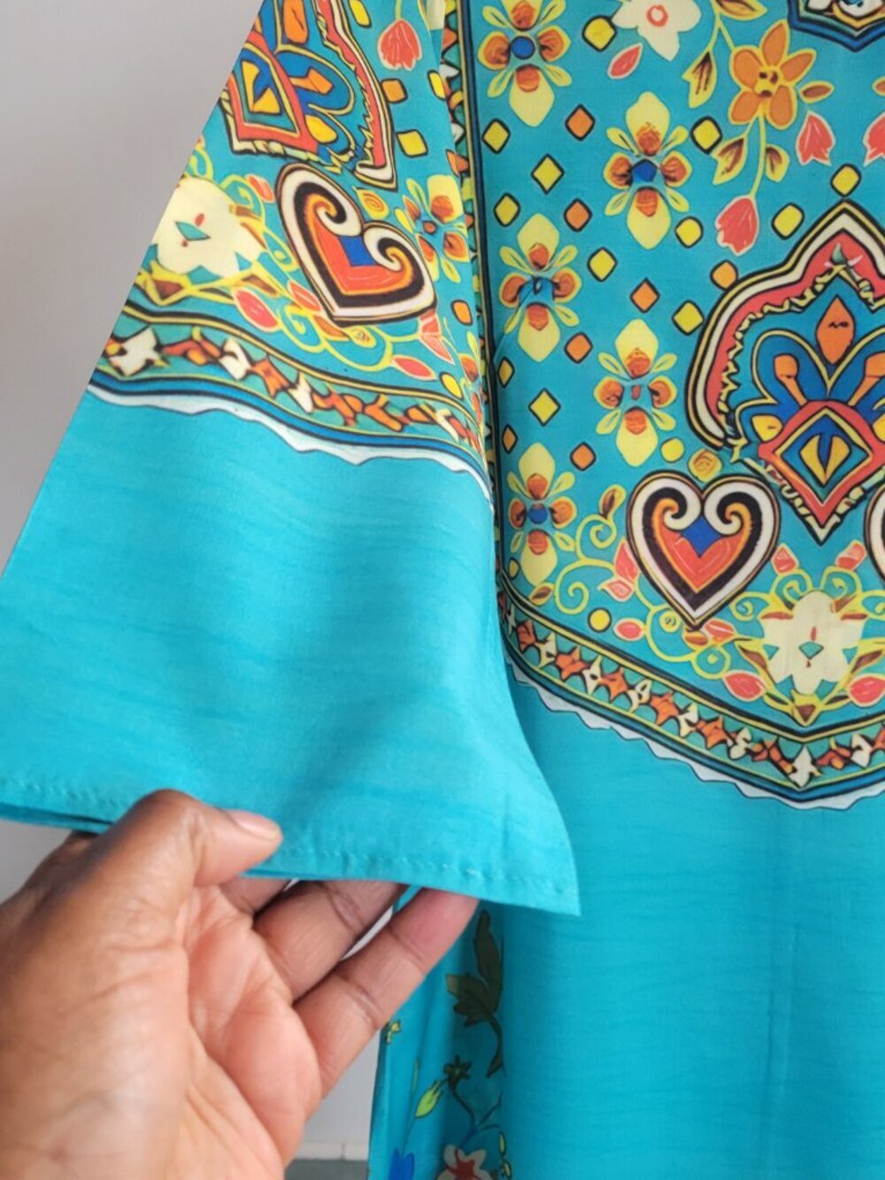 Tiana B Turquoise Paisley Print Long Sleeve Maxi Dress - Picture 5 of 16